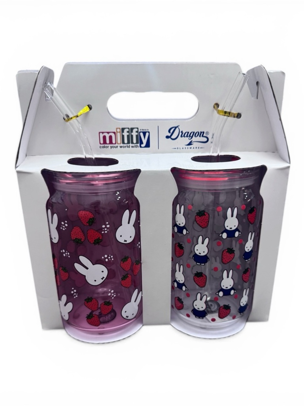 70th Anniversary Miffy x Dragon Glassware 16 oz Glass Tumblers - Set of 2